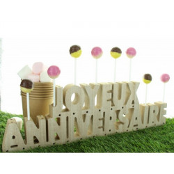 Centre De Table Joyeux Anniversaire Bois Naturel 40cm Deco Festive