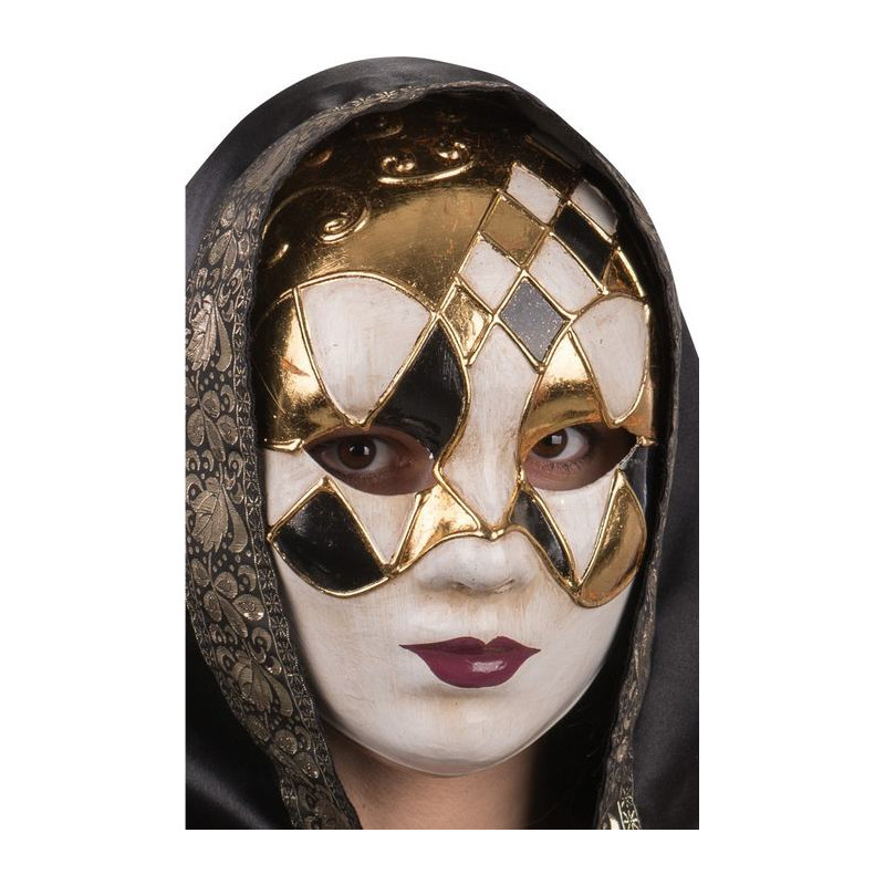 Masque Venitien A Losanges Or Et Noir Carnaval Venise Accessoire
