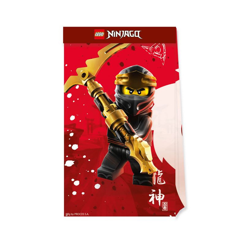 Sachets Cadeaux Papier X 4 Lego Ninjago Super Heros Licence