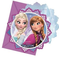 Cartes Invitation Anniversaire Reine Des Neiges Flocons X 6 Deco