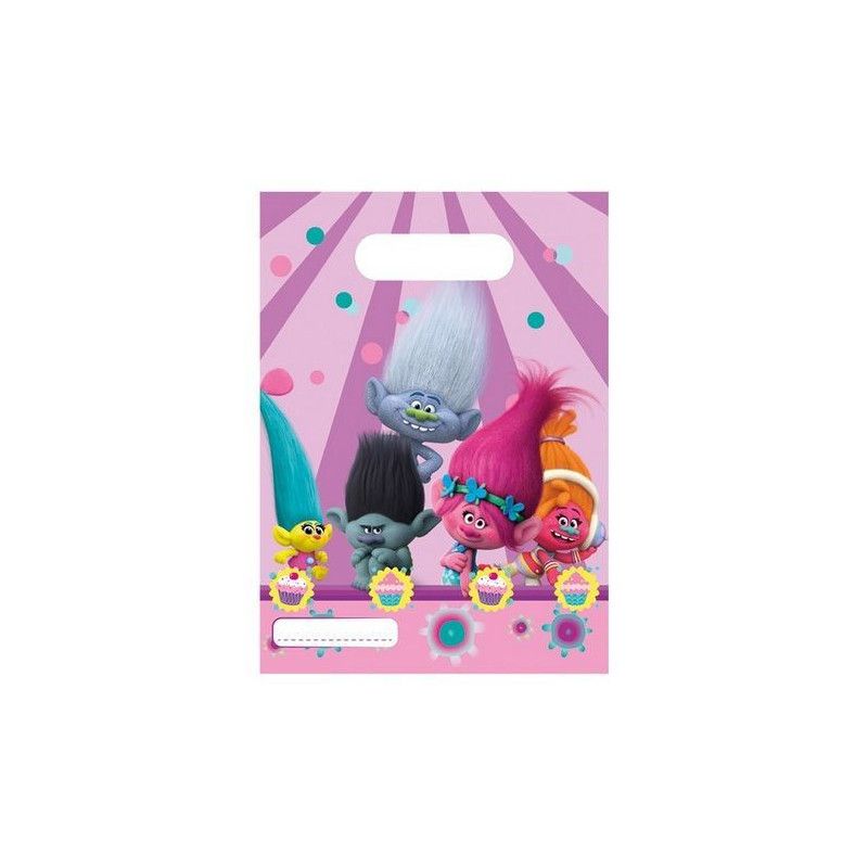 Sachets Anniversaire Trolls X 6 Deco Festive Izdeguiz