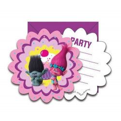 Cartes Invitation Anniversaire Trolls X 6 Deco Festive Izdeguiz