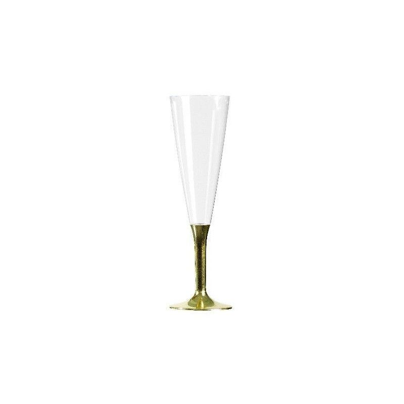 Flutes Champagne Jetables Pied Metallise Or X 6 Deco Festive Izdeg