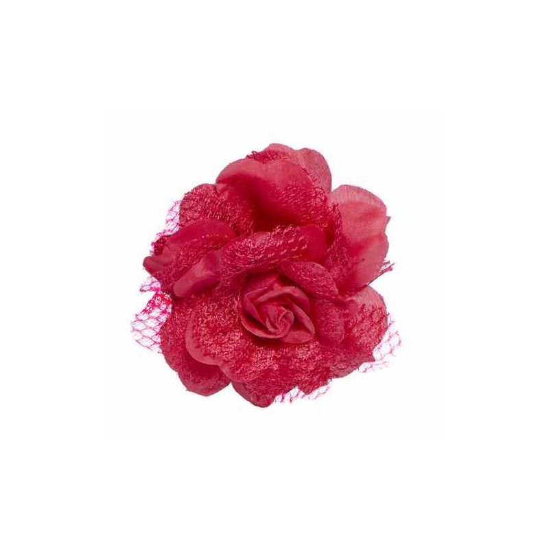 Barrette Grosse Fleur Rouge